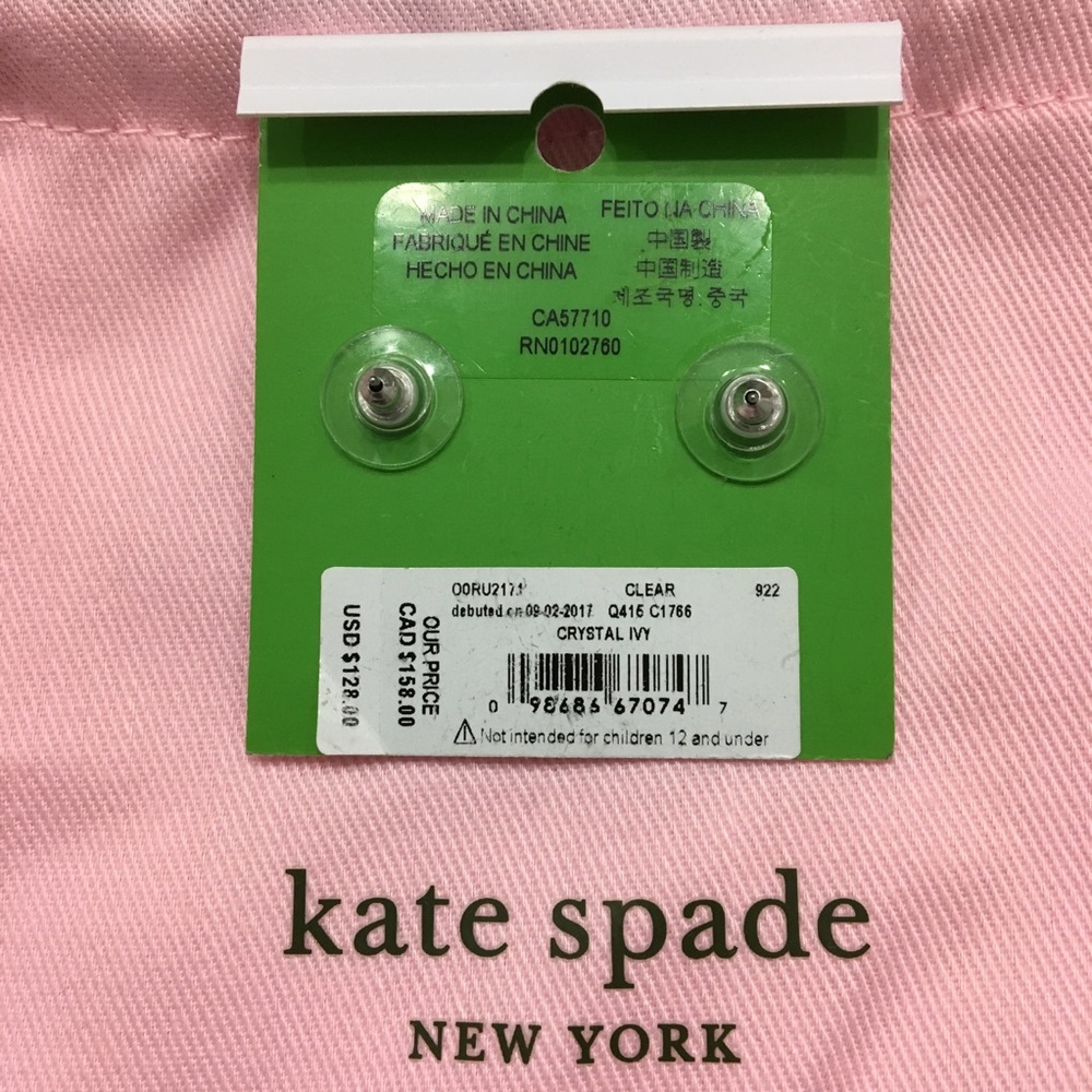 NWT Kate Spade Crystal Ivy Statement Earrings - Picture 8 of 8